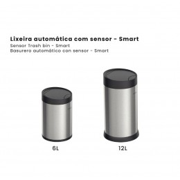 Lixeira Smart Automática C/Sensor em Aço Inox 6 L - Tramontina